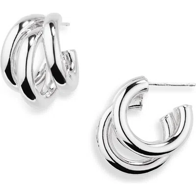 Nordstrom Rack Triple Design Hoop Earrings In Silver