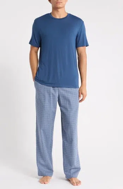Nordstrom Rack T-shirt & Flannel Pajama Pants Set In Blue
