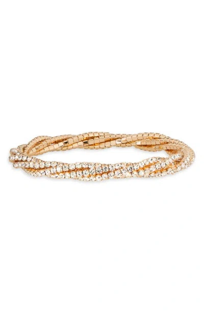 Nordstrom Rack Twisted Crystal Stretch Bracelet In Gold