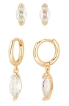 Nordstrom Rack Two-piece Stud & Hoop Earrings Set In Gold