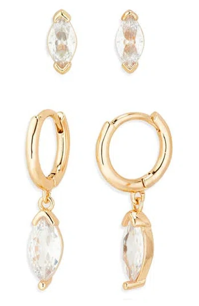 Nordstrom Rack Two-piece Stud & Hoop Earrings Set In Gold