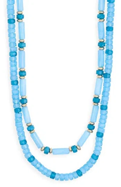 Nordstrom Rack Two-row Beaded Necklace In Blue