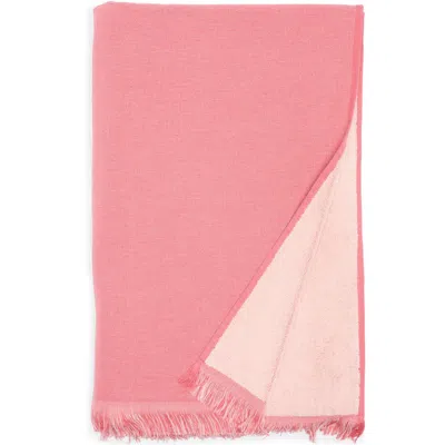 Nordstrom Rack Two Tone Fringed Cotton Terry Cloth Beach Towel In Pink Dune