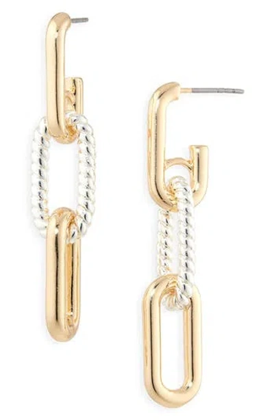 Nordstrom Rack Two-tone Paper Clip Drop Earrings In Gold