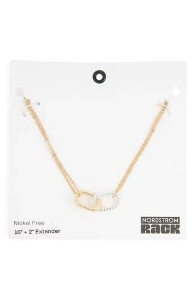 Nordstrom Rack Two-tone Paper Clip Link Pendant Necklace In Gold