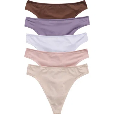 Nordstrom Rack Ultimate 5-pack Stretch Thongs In Multi