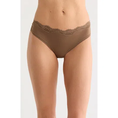 Nordstrom Rack Ultimate Star 5-pack Assorted Lace Thongs In Brown