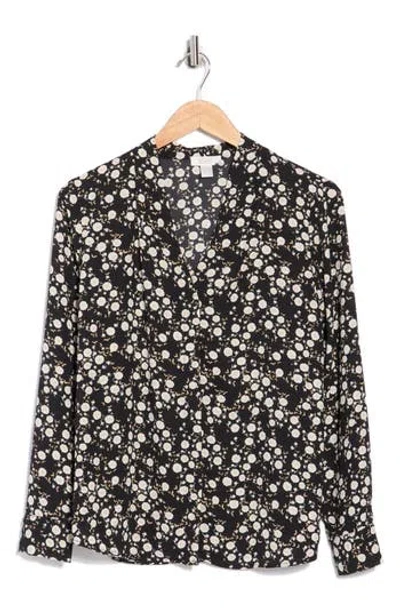 Nordstrom Rack V-neck Long Sleeve Top In Black