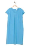 Nordstrom Rack V-neck Midi Shift Dress In Blue Niagara