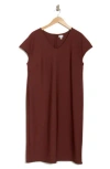Nordstrom Rack V-neck Midi Shift Dress In Brown Raisin