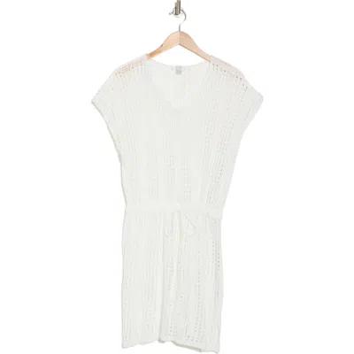 Nordstrom Rack V-neck Open Knit Cover-up Dress In White