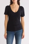 Nordstrom Rack V-neck Pleated T-shirt In Black