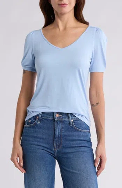 Nordstrom Rack V-neck Pleated T-shirt In Blue Thread