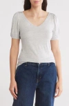 Nordstrom Rack V-neck Pleated T-shirt In Grey Light Heather