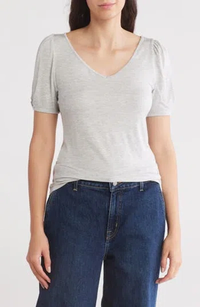 Nordstrom Rack V-neck Pleated T-shirt In Grey Light Heather