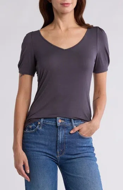 Nordstrom Rack V-neck Pleated T-shirt In Grey Stonehenge