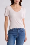 Nordstrom Rack V-neck Pleated T-shirt In Pink Hush
