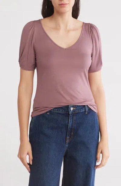 Nordstrom Rack V-neck Pleated T-shirt In Purple Taupe