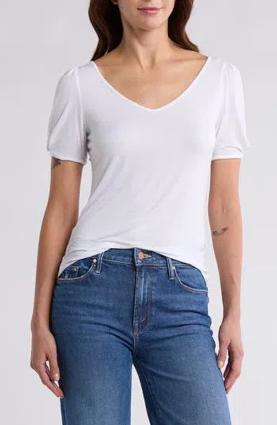 Nordstrom Rack V-neck Pleated T-shirt In White
