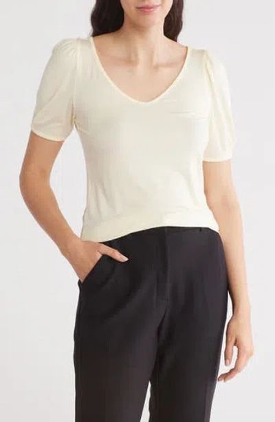 Nordstrom Rack V-neck Pleated T-shirt In Yellow Pale
