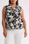 Nordstrom Rack V-neck Shell In Black- Ivory Wind Floral