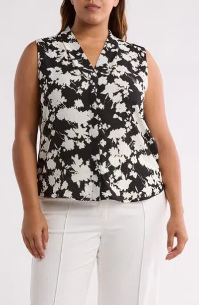 Nordstrom Rack V-neck Shell In Black- Ivory Wind Floral