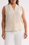 Nordstrom Rack V-neck Shell In Tan - Ivory Kealey Stripe
