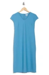 Nordstrom Rack V-neck Midi Shift Dress In Blue Niagara