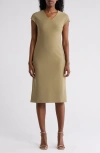 Nordstrom Rack V-neck Shift Dress In Olive Covert