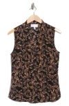 Nordstrom Rack V-neck Sleeveless Woven Shell Top In Black- Grey Soly Blooms
