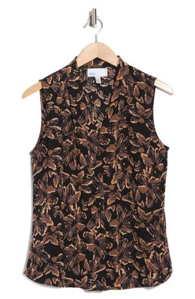 Nordstrom Rack V-neck Sleeveless Woven Shell Top In Black- Grey Soly Blooms