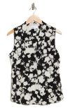 Nordstrom Rack V-neck Sleeveless Woven Shell Top In Black- Ivory Wind Floral
