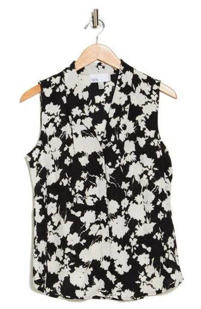 Nordstrom Rack V-neck Sleeveless Woven Shell Top In Black- Ivory Wind Floral