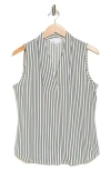 Nordstrom Rack V-neck Sleeveless Woven Shell Top In Blue- Ivory Kealey Stripe