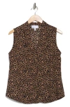Nordstrom Rack V-neck Sleeveless Woven Shell Top In Brown- Black Leopard