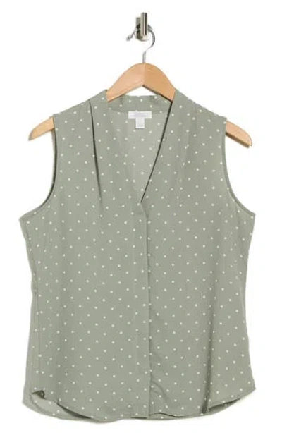 Nordstrom Rack V-neck Sleeveless Woven Shell Top In Green