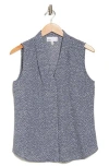Nordstrom Rack V-neck Sleeveless Woven Shell Top In Grey Folkstone Brush Dot