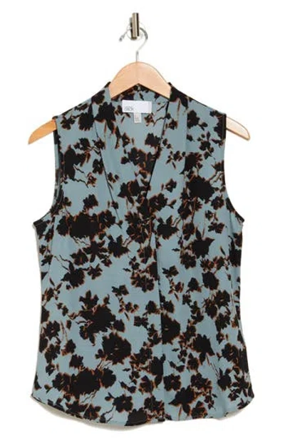 Nordstrom Rack V-neck Sleeveless Woven Shell Top In Grey Mineral Wind Floral