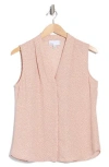 Nordstrom Rack V-neck Sleeveless Woven Shell Top In Pink Adobe- Ivory Brush Dot
