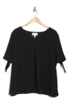 Nordstrom Rack V-neck Tie Short Sleeve Top In Black
