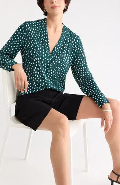 Nordstrom Rack V-neck Long Sleeve Top In Green