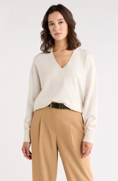 Nordstrom Rack V-neck Pullover Sweater In Beige Oatmeal Medium Htr