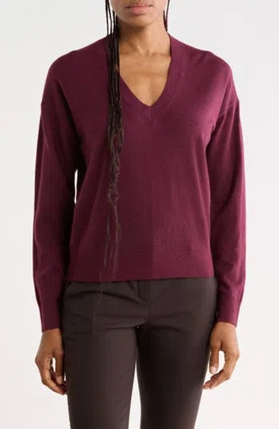 Nordstrom Rack V-neck Pullover Sweater In Burgundy Fig