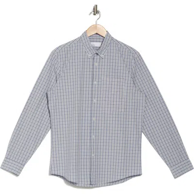 Nordstrom Rack Washed Poplin Long Sleeve Button-down Shirt In Blue Skyway Lattice Gingham