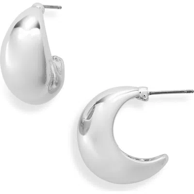 Nordstrom Rack Waterproof Chubby Tapered Hoop Earrings In Metallic