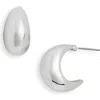 Nordstrom Rack Waterproof Chubby Tapered Hoop Earrings In Silver