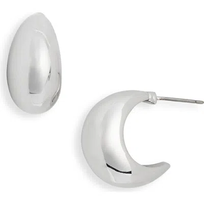 Nordstrom Rack Waterproof Chubby Tapered Hoop Earrings In Silver