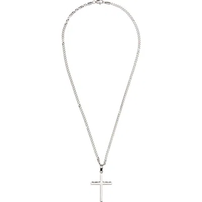 Nordstrom Rack Waterproof Edge Cross Pendant Necklace In Silver