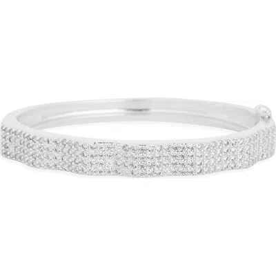Nordstrom Rack Wavy Cubic Zirconia Hinge Bracelet In Silver