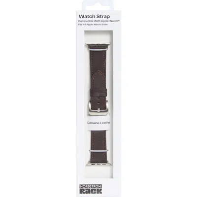 Nordstrom Rack Wide Leather Apple Watch® Watchband In Black